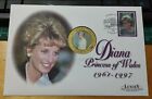 #d 1998 UK Princess of Wales Stamp Luxury FDC inlaid Diana Gold Medallion Coin