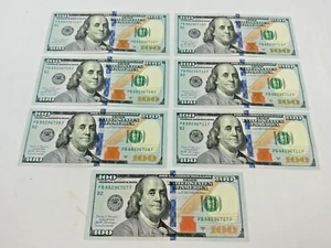 7 UNC Sequential Consecutive  100 Dollar Bills 2017 A Crispy - Picture 1 of 13