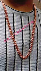 Pure Solid Copper Cuban Chain Necklace Curb Link Rider Arthritis Necklace 10mm - Picture 1 of 5