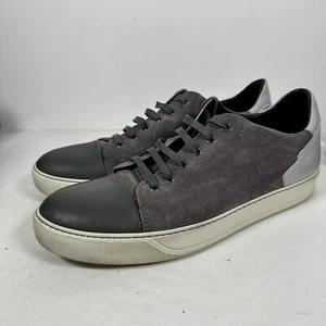 Lanvin Tri-tone Gray Suede Patent Cap Toe Fashion Low Top Sneakers Shoes Sz 11 - Picture 1 of 13