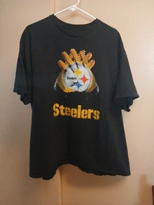 Men's Black Cotton Short Sleeve Pittsburgh Steelers T-shirt Sz 2XL - Picture 1 of 5