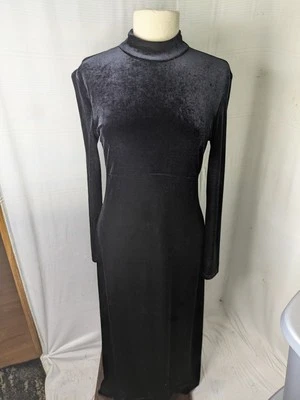 Vintage My Michelle Black Velvet Maxi Dress Size L High Neck Whimsigoth  - Image 1 of 4