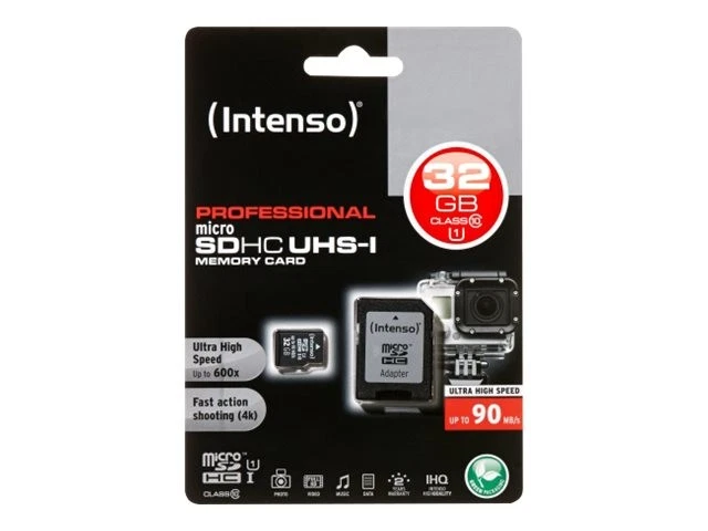 Intenso 3433480 32 GB MicroSDHC Classe 10 UHS-I 100 MB/s 45 MB/s Micro SD Card - Immagine 1 di 1