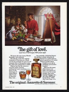 Amaretto di Saronno 1975 regalo de amor hace 450 años Bernardino Luini anuncio impreso - Imagen 1 de 3