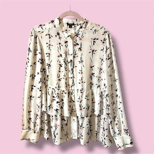 Ann Taylor floral button down tiered  top blouse. - Picture 1 of 6