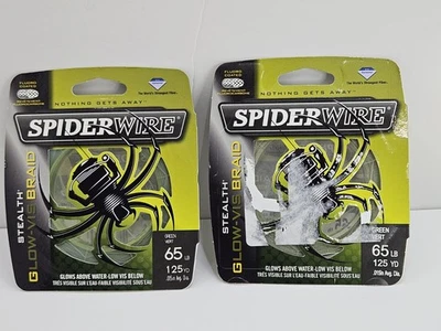 (LOTE DE 2) Trenza Spiderwire Stealth 65 lb Prueba GLOW-VIS Verde 125 Yardas ¡NUEVO!! Foto 1 de 4