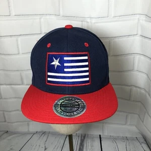 City Hunter Baseball Cap Hat Flat Bill Snap Back Star Flag Red White Blue  - Picture 1 of 5