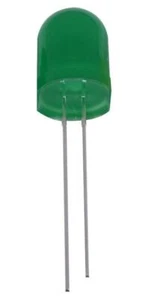 10mm Pure Green LED, Diffused, 18mA, 3.2V, Pack of 50 - PSG91897 - Picture 1 of 2