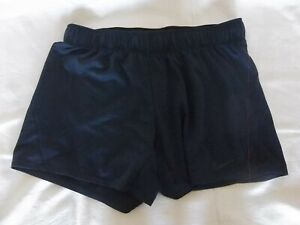 Nike shorts womens sz. medium, drawstring roll waist, logos, Dark blue & black