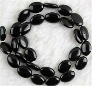 Natural 13x18mm Black Agate Onyx Gemstone Oval Loose Beads 15'' Strand