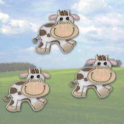LAUGHING LIZARDS Cow Patches (3-Pack) Farm Animal Embroidered Iron On Patch Appliques
