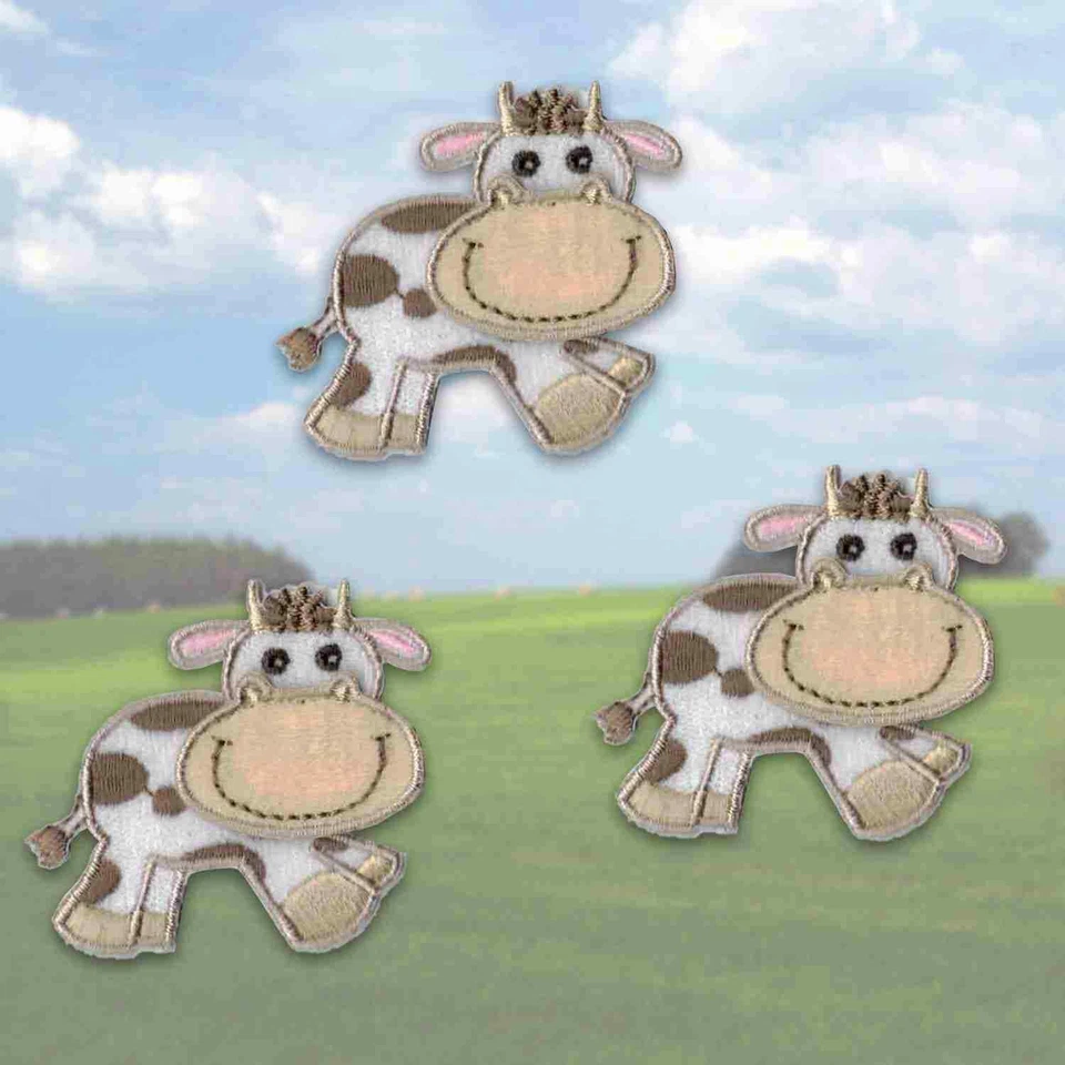 Patches de vaca (pacote com 3) apliques bordados de ferro para animais de fazenda - Imagem 1 de 3