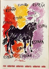 SOLIDARIETA' - SOLIDARIDAD - PICASSO - Poster Originale Politico -'70 -Espana-
