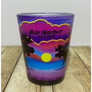 Bar Harbor Maine ME Moose Sunset Souvenir Single 1 oz Collectable Shot Glass - Picture 1 of 4