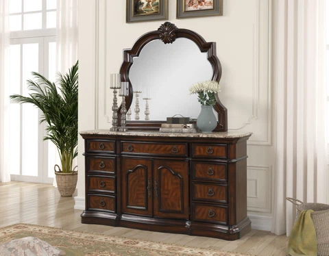 Montage Marble Top Dresser made with Wood in Walnut Cover