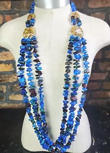 Sobral Fragments Poti Royal Blue Bead 51" Long Runway Style Artist Made Necklace - Picture 1 of 6