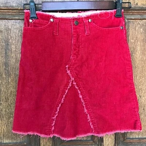 Xhilaration Stretch Girls Red Corduroy Distressed Zip Button Skirt Size M Medium - Picture 1 of 8