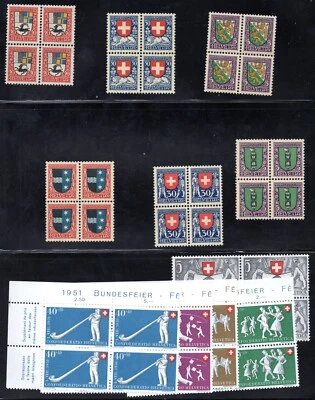 SWITZERLAND 1924-1956 COLLECTION OF 470+ SEMI POSTALS IN BLOCKS OF 4 MOST MNH - Image 1 of 4