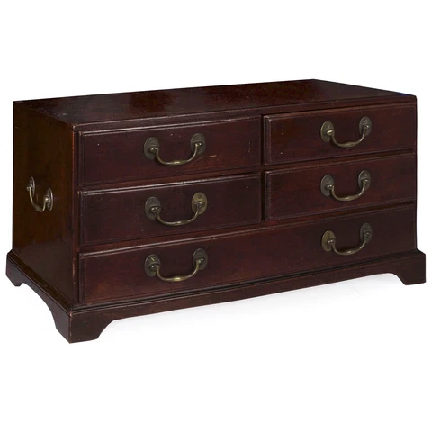 English George III Mahogany Chest of Miniature Drawers Document Box, circa 1785 Cover