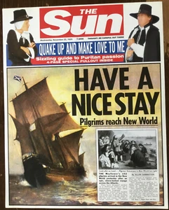 1620 POSTER/NEWSPAPER 1 PAGE : “PILGRIMS REACH THE NEW WORLD ON THE MAYFLOWER” - Picture 1 of 19