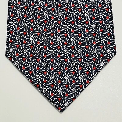 Corbata para hombre BATTISTONI roja blanca azul molinete Geo 58L 3,5 W ITALIA NUEVA SIN ETIQUETAS venta al por menor - $225 Foto 1 de 4