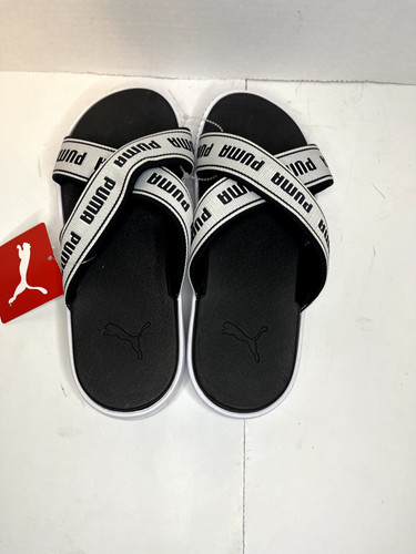 Sandali da donna Puma con plateau slide taglia 8 5 bianchi neri 380677 01