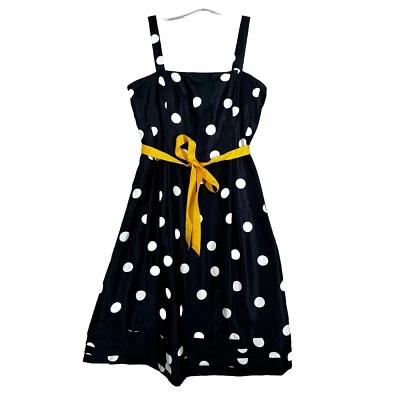 Dressbarn Dress Womens 10 Navy Blue White Polka Dot Classic Pin Up Rockabilly - Image 1 of 4