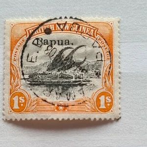 Papua 1906 "Lakatoi" 1s black & orange FU SG 44a, no gum - Picture 1 of 2