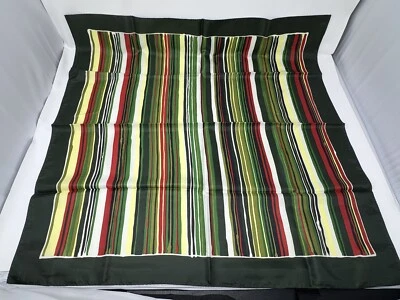 Totes Rain Scarf Dark Olive Light Greens Stripes Water Repellent Square Vtg MCM - Image 1 of 4
