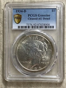 1934-D Peace Dollar PCGS AU Detail Gold Shield tolle Münze schönes Album Beispiel - Bild 1 von 8