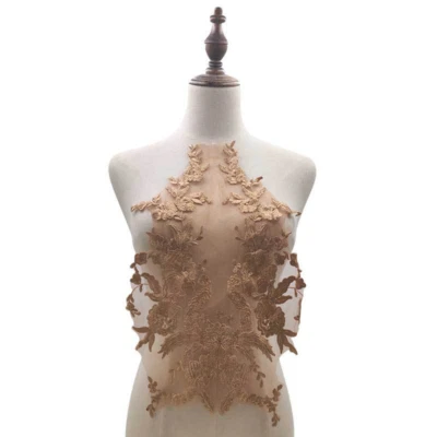 3D Lace Embroidered Applique Trims Floral Patch Materials  Wedding Dress Decors - Image 1 of 4