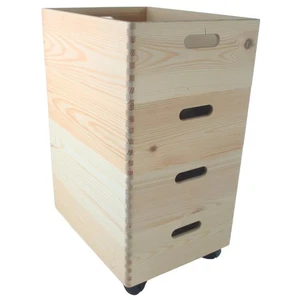 Cajas de almacenamiento de madera poco profundas de 4 niveles con ruedas cajas apilables de pino 40x30x57,5 cm - Imagen 1 de 9