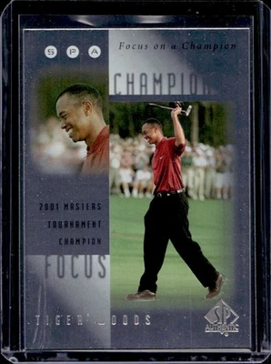 2001 SP Authentic Tiger Woods Focus on a Champion RC Rookie #FC1 - Image 1 of 2