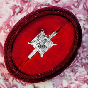 Diamond Princess Womens Wedding Ring 3 Ct IGI GIA Lab Grown 14k White Gold - Picture 1 of 8