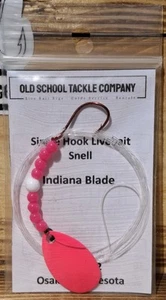 Qty 3 - Single Hook Livebait Rig - #3 Indiana Blade - 15lb/48" - Matte Pink - Picture 1 of 3