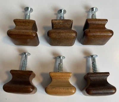 Vintage Lot of 6 Wooden Dresser Drawer Knobs Pulls Square 1.25” - Image 1 of 4