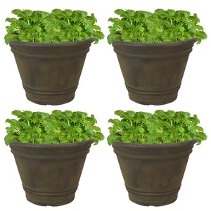 20 in Franklin Unbreakable Polyresin Planter - Sable - Set of 4 by Sunnydaze - Picture 1 of 8