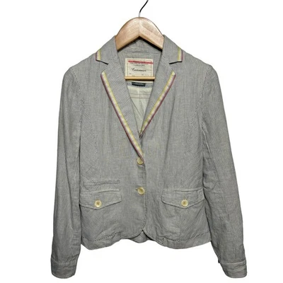Anthropologie Cartonnier Striped Linen Blend Lightweight Blazer women's Size 6 - Изображение 1 из 4