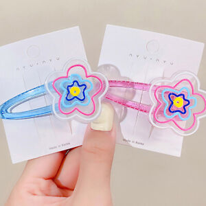 1Pcs Cute Candy Color Cartoon Hair Clips For Girls Geometric Flower Hairpin SN