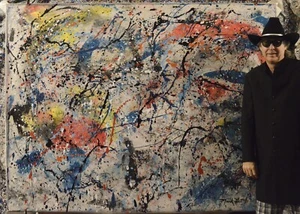 Jackson Pollock style Professional Painting 81” X 62”(6ft 9in)Abstract Modern - Picture 1 of 15