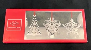 Lenox Star, Tree, & Heart Silverplated Metal Ornaments Set of 3 - Picture 1 of 9