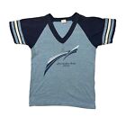 T-Shirt Vintage 80er Jahre Kennedy Space Center V-Ausschnitt Raglan blau Jugend M 10/12
