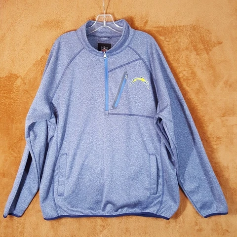 LOS ANGELES CHARGERS Sweater Mens 2XL XXL Blue Marled Fleece Quarter Zip NFL Cover