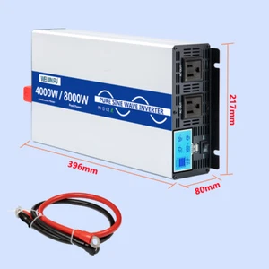 Pure Sine Wave 4000W 8000W 12V to 110V 120V Converter Power Inverter LCD RV US - Picture 1 of 11