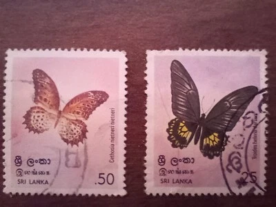SRI LANKA STAMPS BUTTERFLIES IN SRI LANKA CEYLON .25c .5c MH/VERY FINE USED - Image 1 of 4
