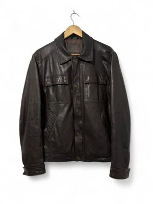 Men's Retail $2k Bally Luxury Brown Leather Jacket (M-L) - Image 1 of 4