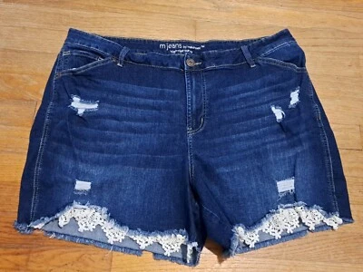 Pantalones Cortos de Jean Maurices para Mujer M Jeans Azul 22 Tiro Alto Curvilíneos Cortes Elastizados Foto 1 de 4