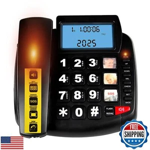 VDTG Big Button Phone for Seniors, Corded Landline Telephone with Speaker and - Zdjęcie 1 z 5