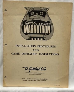 ORIGINAL-GOTTLIEB-MAGNOTRON-INSTALLATION PROCEDURES & OPERATION INSTRUCTIONS - Picture 1 of 3