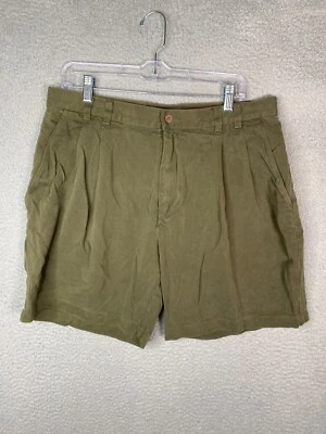 Tommy Bahama Shorts Mens Size 34 Olive Green 100% Silk Pleated Chino Casual - Image 1 of 4
